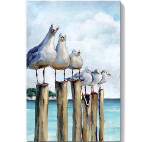 SUMGAR Ocean Wall Art Coastal Sea Bird Artwork Framed Prints Wall Decor Teal Beach Canvas Paintings for Bathroom Bedroom Living Room Decor 16"x24"