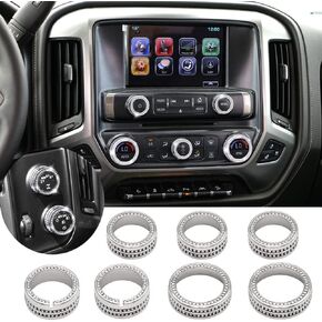 Thor-Ind Bling AC Radio Knob Cover Compatible with Chevrolet Chevy Silverado GMC Sierra 2014-2018 Dash Menu Auto Climate Control Volume Turn Signal 4WD Light Switch Knob Button Cover Trim Ring 7pcs
