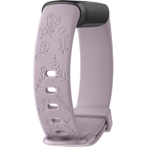 Vancle Floral Engraved Bands for Fitbit Luxe Bands, Soft Silicone Wristband Replacement Strap for Fitbit Luxe/Luxe Special Edition Fitness Tracker Women Men