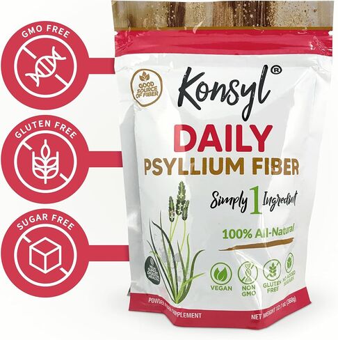 Konsyl Daily Psyllium Fiber 360g / 12.7oz - غير معدل وراثيًا، نباتي، صديق للكيتو، مسحوق مكمل للألياف - يدعم صحة الجهاز الهضمي in Saudi Arabia