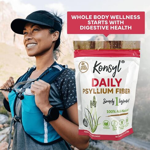Konsyl Daily Psyllium Fiber 360g / 12.7oz - غير معدل وراثيًا، نباتي، صديق للكيتو، مسحوق مكمل للألياف - يدعم صحة الجهاز الهضمي in Saudi Arabia