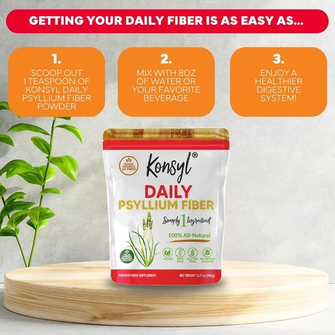 Konsyl Daily Psyllium Fiber 360g / 12.7oz - غير معدل وراثيًا، نباتي، صديق للكيتو، مسحوق مكمل للألياف - يدعم صحة الجهاز الهضمي in Saudi Arabia