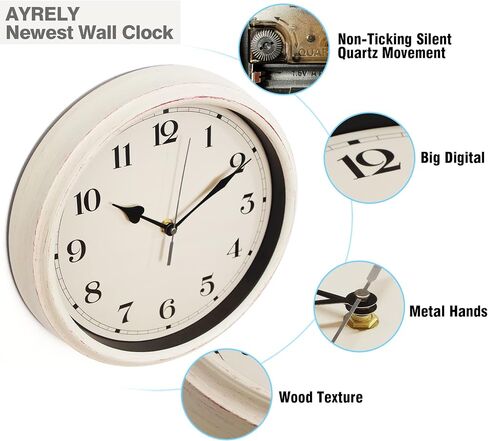 Decorative Vintage Wall Clock - 11Inch Silent Non-Ticking Clocks Battery Operated - Classic Decor for Living Room, Farmhouse, Kitchen, Bedroom, Bathroom (Red) in Saudi Arabia
