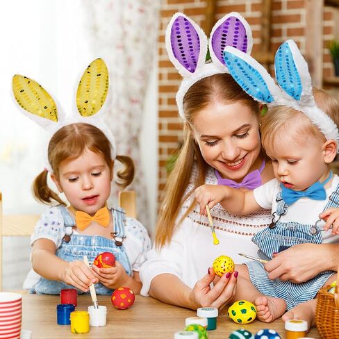18 Pcs Easter Bunny Ears Headbands Bow Tie Tail Set Cute Rabbit Ears Headbands for Party Favor Costume Decor in Saudi Arabia