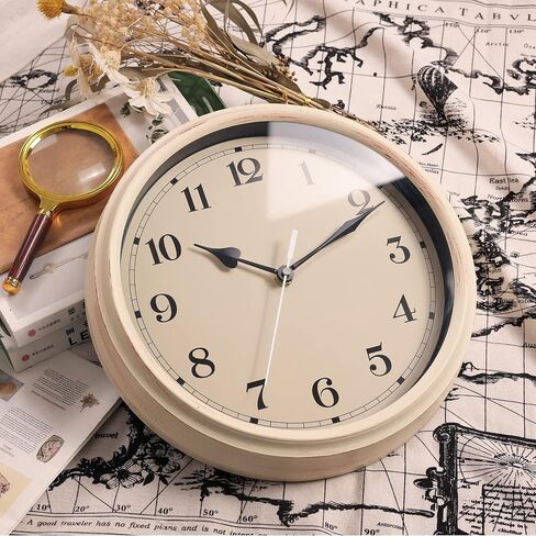 Decorative Vintage Wall Clock - 11Inch Silent Non-Ticking Clocks Battery Operated - Classic Decor for Living Room, Farmhouse, Kitchen, Bedroom, Bathroom (Red) in Saudi Arabia