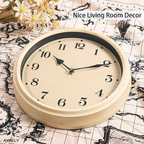 Decorative Vintage Wall Clock - 11Inch Silent Non-Ticking Clocks Battery Operated - Classic Decor for Living Room, Farmhouse, Kitchen, Bedroom, Bathroom (Red) in Saudi Arabia