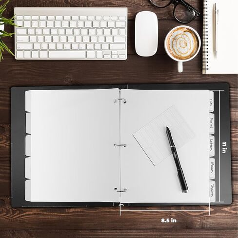 HABGP 10Pcs/2 Set 5 Tab Dividers for 3 Ring Binder, 10 Pcs White 3 Ring Binder Dividers with Tabs, Page Folder Dividers, Plastic File Dividers with Tabs, Three Ring Binder Index Dividers in Saudi Arabia