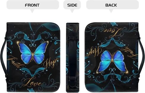 حقائب الكنيسة من أجل U DESIGNS للنساء ذات غطاء الكتاب المقدس باللون الأزرق على شكل فراشة مع مقبض وجيب بسحاب مقاس كبير in Kuwait