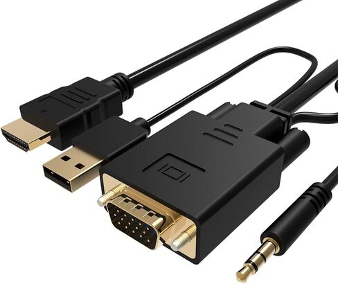 كابل VCOM VGA إلى HDMI بطول 6 أقدام، ومحول VGA إلى HDMI مع طاقة USB وصوت، مخرج مصدر VGA للكمبيوتر 1080P@60 هرتز إلى التلفزيون/الشاشة مع موصل HDMI، ذكر إلى ذكر للكمبيوتر المكتبي وجهاز عرض الكمبيوتر المحمول in Kuwait