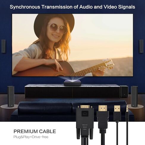 كابل VCOM VGA إلى HDMI بطول 6 أقدام، ومحول VGA إلى HDMI مع طاقة USB وصوت، مخرج مصدر VGA للكمبيوتر 1080P@60 هرتز إلى التلفزيون/الشاشة مع موصل HDMI، ذكر إلى ذكر للكمبيوتر المكتبي وجهاز عرض الكمبيوتر المحمول in Kuwait