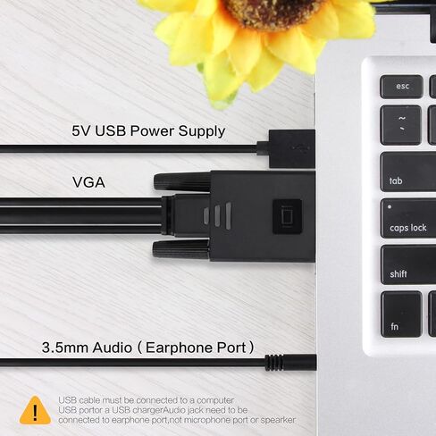 كابل VCOM VGA إلى HDMI بطول 6 أقدام، ومحول VGA إلى HDMI مع طاقة USB وصوت، مخرج مصدر VGA للكمبيوتر 1080P@60 هرتز إلى التلفزيون/الشاشة مع موصل HDMI، ذكر إلى ذكر للكمبيوتر المكتبي وجهاز عرض الكمبيوتر المحمول in Kuwait