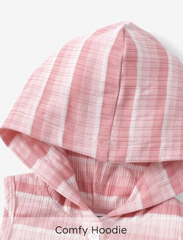 PATPAT Baby Girl's Clothes Summer Outfit Rib Sleeveless Tank Top Striped Hoodie Bubble Shorts Set 3-24M in Saudi Arabia