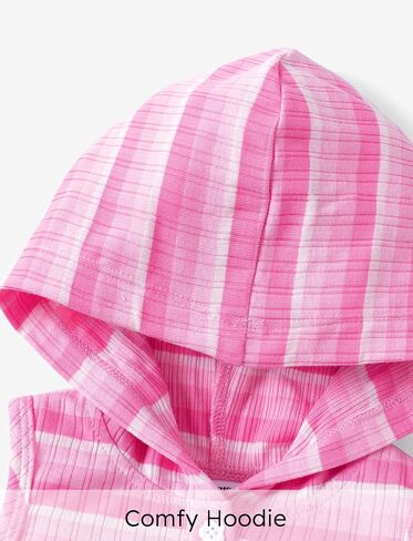 PATPAT Baby Girl's Clothes Summer Outfit Rib Sleeveless Tank Top Striped Hoodie Bubble Shorts Set 3-24M in Saudi Arabia