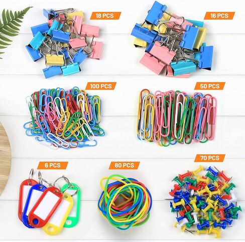 LEOBRO Binder Clips Paper Clips، 340 قطعة من المشابك الورقية الملونة، مشابك الموثق، مشابك الورق، الموثق الصغير، مشابك الرقائق، مجموعة مشابك المكتب للوازم المكتبية والمدرسية، أحجام متنوعة in Kuwait