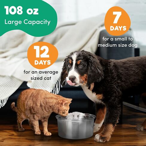 BENCMATE Pet Water Fountain with 3.2L Large Capacity, Automatic Dog Water Dispenser and Cat Water Fountain with Ultra-Quiet Pump, Dishwasher Safe for Small Dogs and Cats in Saudi Arabia