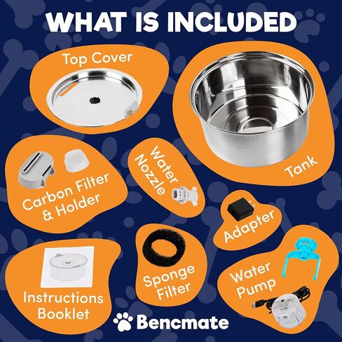 BENCMATE Pet Water Fountain with 3.2L Large Capacity, Automatic Dog Water Dispenser and Cat Water Fountain with Ultra-Quiet Pump, Dishwasher Safe for Small Dogs and Cats in Saudi Arabia