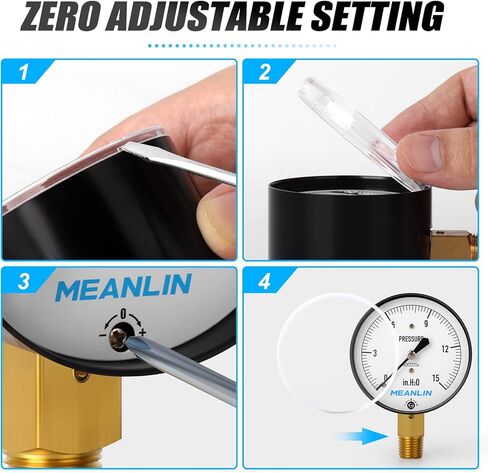 قياس مينلين 0-15 بوصة H2O نوع الحجاب الحاجز كبسولة قياس الضغط المنخفض 1/4 بوصة NPT 2-1/4 بوصة قرص الوجه مقياس عمود الماء القابل للتعديل، مع 1/4 بوصة × 1/2 بوصة NPT و1/4 بوصة × 3/ 8 "NPT جلبة سداسية، جبل سفلي in Kuwait