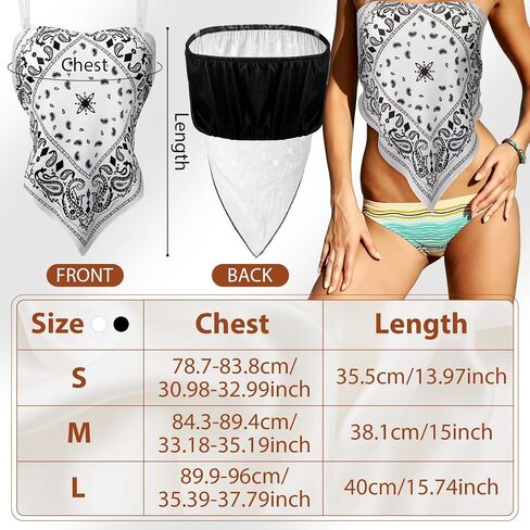 Geyoga 2 Pcs Women Paisley Print Crop Tops with Transparent Strap, Stretchy Bandeau Tube Crop Tops in Saudi Arabia
