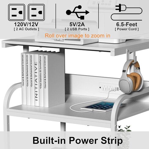 حامل طابعة كبير من VEDECASA مقاس 23.6 × 18.9 × 29.5 بوصة مع محطة شحن، وعربة دوارة ثلاثية الطبقات مع أرفف تخزين قابلة للتعديل، وعجلات لحامل المكتب المنزلي للثلاجة الصغيرة، والماسح الضوئي، والضغط الحراري in Kuwait