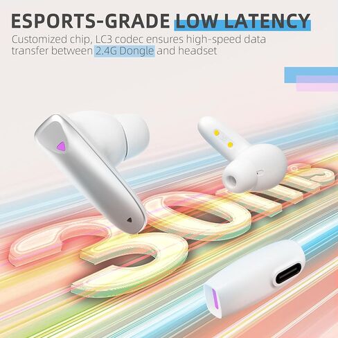 Orzero Gaming Earbuds Esports-Grade Low Latency, 2.4G USB-C Dongle BT 5.2 Dual Connection, Compatible with Quest 3/2/1 Pico PS5 Steam Deck PC Switch iOS Android Devices in Saudi Arabia