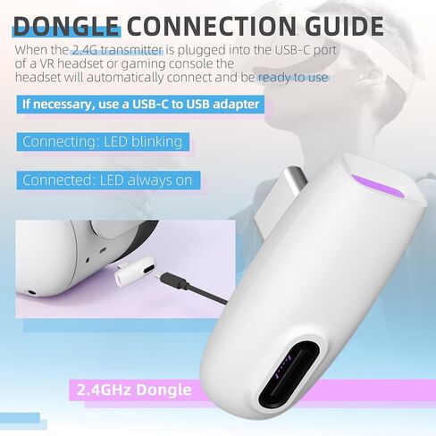 Orzero Gaming Earbuds Esports-Grade Low Latency, 2.4G USB-C Dongle BT 5.2 Dual Connection, Compatible with Quest 3/2/1 Pico PS5 Steam Deck PC Switch iOS Android Devices in Saudi Arabia