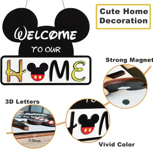 Cute Mouse Welcome Sign for Front Door, Interchangeable Outdoor/Home/Porch Seasonal Wreaths Rustic Wood Signs Welcome Door Sign Hangers Decor for Housewarming Gifts in Saudi Arabia