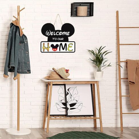 Cute Mouse Welcome Sign for Front Door, Interchangeable Outdoor/Home/Porch Seasonal Wreaths Rustic Wood Signs Welcome Door Sign Hangers Decor for Housewarming Gifts in Saudi Arabia