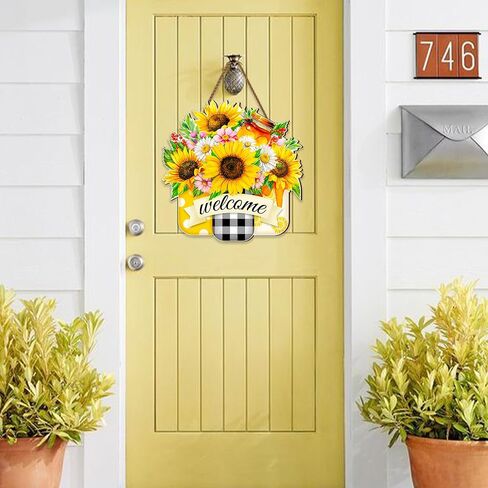 Pumpkin Welcome Door Sign Decor Hello Fall Door Sign Autumn Hanging Sign Wooden Fall Hanging Sign Rustic Fall Wreaths Plaque Door Hanger for Outdoor Porch Home 12 Inch in Saudi Arabia