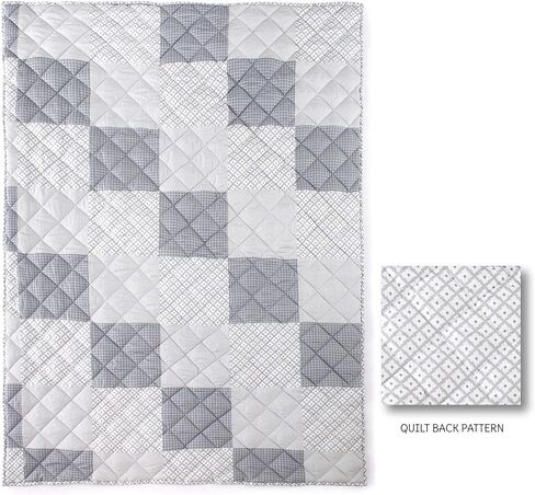 Levtex Baby Kids Little Man Grey, White, Deer, 5 Piece Toddler Bedding Set - Kids Bedding- Reversible Quilt, Fitted Sheet, Flat Sheet, Pillowcase, Decorative Pillow in Saudi Arabia