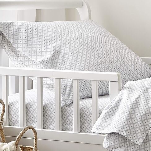 Levtex Baby Kids Little Man Grey, White, Deer, 5 Piece Toddler Bedding Set - Kids Bedding- Reversible Quilt, Fitted Sheet, Flat Sheet, Pillowcase, Decorative Pillow in Saudi Arabia