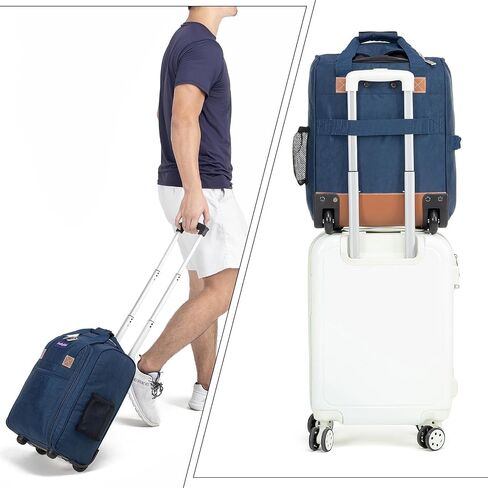 17x13x8 Inches JetBlue Airlines Rolling Personal Item Underseat Travel Bag - Suitable for Major Airlines including Spirit, Jetblue and Frontier- Duffel Bag Design (Ivory) in Saudi Arabia