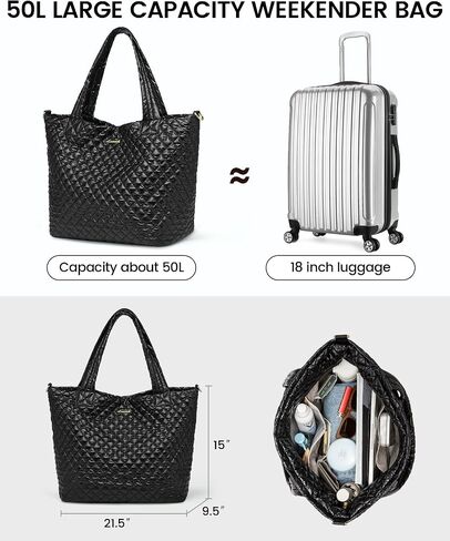 LOVEVOOK Weekender Bags for Women, Puffer Purse Travel Duffle Overnight Tote Bag, Quilted Carry On Bag for Work Gym in Saudi Arabia