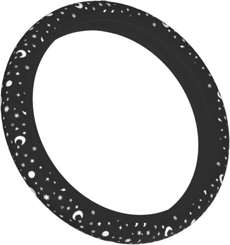 غطاء عجلة القيادة على شكل نجمة القمر أبيض وأسود لسماء الليل غطاء عجلة القيادة على شكل قمر ملحقات السيارة يناسب عجلة القيادة مقاس 15 بوصة للفتيات والنساء وغطاء حماية لعجلة القيادة مضاد للانزلاق in Kuwait