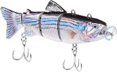 Robotic Swimming Electric Fishing Lures 5.12" USB Rechargeable LED Light Wobbler 4 Segment Multi Jointed Swimbaits Hard Lures Fishing Tackle in Saudi Arabia