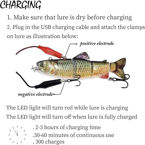 Robotic Swimming Electric Fishing Lures 5.12" USB Rechargeable LED Light Wobbler 4 Segment Multi Jointed Swimbaits Hard Lures Fishing Tackle in Saudi Arabia