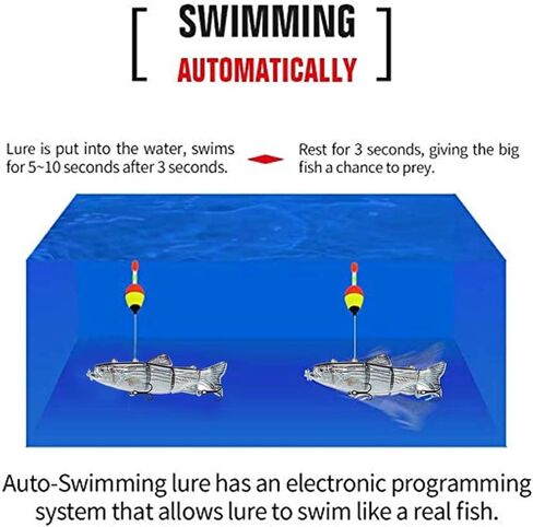 Robotic Swimming Electric Fishing Lures 5.12" USB Rechargeable LED Light Wobbler 4 Segment Multi Jointed Swimbaits Hard Lures Fishing Tackle in Saudi Arabia