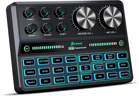 واجهة صوت، خلاط صوت للألعاب، خلاط DJ RGB مع واجهة ميكروفون XLR، طاقة فانتوم 48 فولت، بلوتوث، تحكم فردي، لوحة صوت للبودكاست/التسجيل/الصوت/الكمبيوتر/يوتيوب/تيك توك in Kuwait