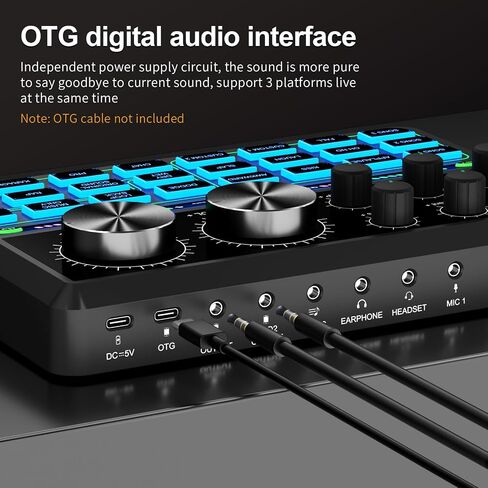 واجهة صوت، خلاط صوت للألعاب، خلاط DJ RGB مع واجهة ميكروفون XLR، طاقة فانتوم 48 فولت، بلوتوث، تحكم فردي، لوحة صوت للبودكاست/التسجيل/الصوت/الكمبيوتر/يوتيوب/تيك توك in Kuwait