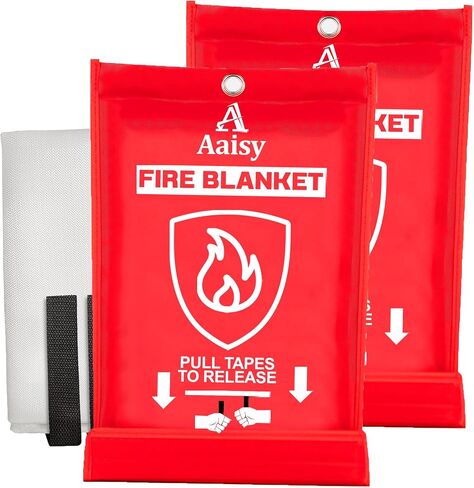 Aaisy Fire Blankets Emergency for Home, Kitchen, Camping, Warehouse, Grill, car Fire Extinguisher Blanket, Fiberglass Fire Blanket Safety Tool, Fire Blanket 2 Pack 40 x 40 inches. in Saudi Arabia