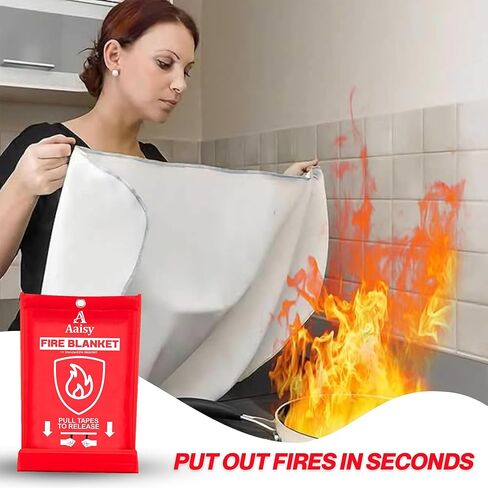Aaisy Fire Blankets Emergency for Home, Kitchen, Camping, Warehouse, Grill, car Fire Extinguisher Blanket, Fiberglass Fire Blanket Safety Tool, Fire Blanket 2 Pack 40 x 40 inches. in Saudi Arabia