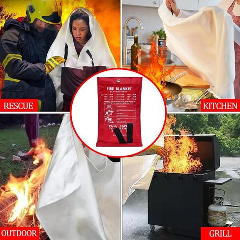 بطانية حريق الطوارئ JoneRise، 4 عبوات 39 بوصة × 39 بوصة حماية بطانية مقاومة للحريق للمطبخ، بطانية أمان مثبطة للهب من الألياف الزجاجية للمنزل والمدرسة والمدفأة والمستودع in Saudi Arabia