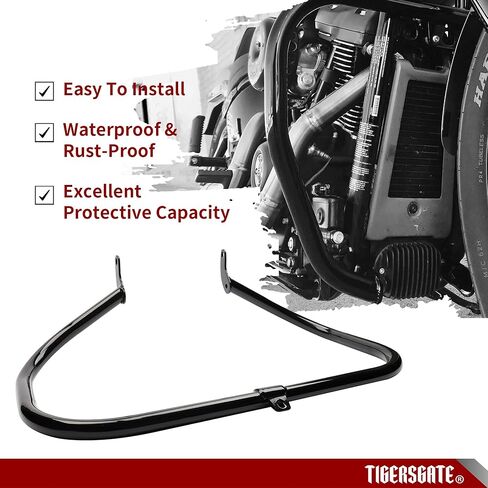 TIGERSGATE الكروم محرك الحرس شريط الأمان حماية الشارب الحرس الطريق السريع متوافق مع Harley Heritage FLSTC Softail Fat Boy FLSTF 2000-2017، بدون دواسات مضادة للانزلاق in Saudi Arabia