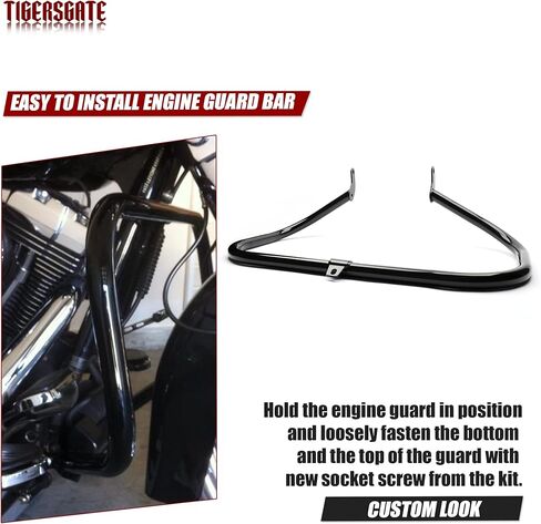 TIGERSGATE الكروم محرك الحرس شريط الأمان حماية الشارب الحرس الطريق السريع متوافق مع Harley Heritage FLSTC Softail Fat Boy FLSTF 2000-2017، بدون دواسات مضادة للانزلاق in Saudi Arabia