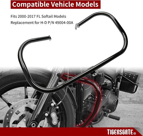 TIGERSGATE الكروم محرك الحرس شريط الأمان حماية الشارب الحرس الطريق السريع متوافق مع Harley Heritage FLSTC Softail Fat Boy FLSTF 2000-2017، بدون دواسات مضادة للانزلاق in Saudi Arabia