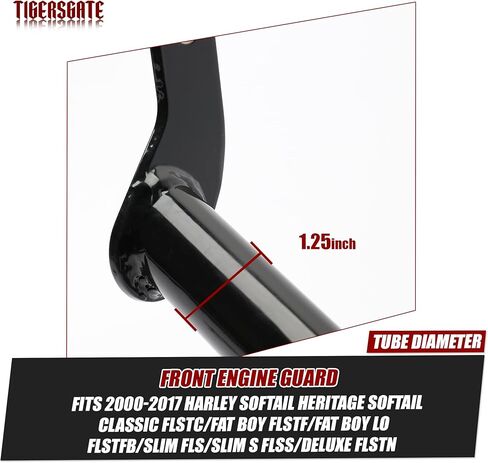 TIGERSGATE الكروم محرك الحرس شريط الأمان حماية الشارب الحرس الطريق السريع متوافق مع Harley Heritage FLSTC Softail Fat Boy FLSTF 2000-2017، بدون دواسات مضادة للانزلاق in Saudi Arabia