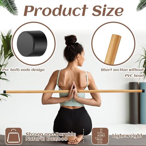 Libima 2 Pcs Stretch Stick 5ft Natural Bamboo Yoga Stick Stretch Bar with Sturdy Rubber Ends Exercise Stick for Yoga Stretching Posture Corrector in Saudi Arabia