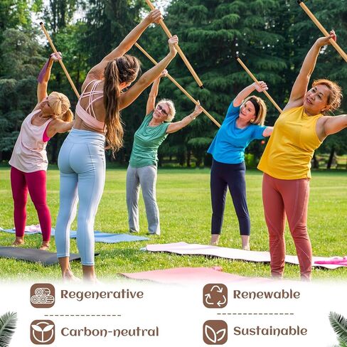 Libima 2 Pcs Stretch Stick 5ft Natural Bamboo Yoga Stick Stretch Bar with Sturdy Rubber Ends Exercise Stick for Yoga Stretching Posture Corrector in Saudi Arabia