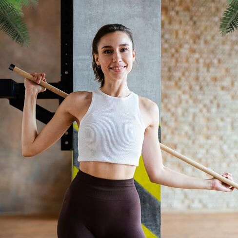 Libima 2 Pcs Stretch Stick 5ft Natural Bamboo Yoga Stick Stretch Bar with Sturdy Rubber Ends Exercise Stick for Yoga Stretching Posture Corrector in Saudi Arabia