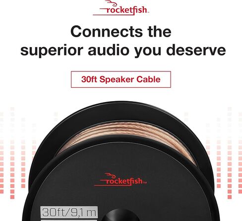 Rocketfish 16 Gauge Pure Copper Speaker Wire - Clear Copper Wire for Speaker System - Heavy-Duty Speaker Wire to Deliver Sounds - Stereo Wire for Home Sound System - 50' in Kuwait