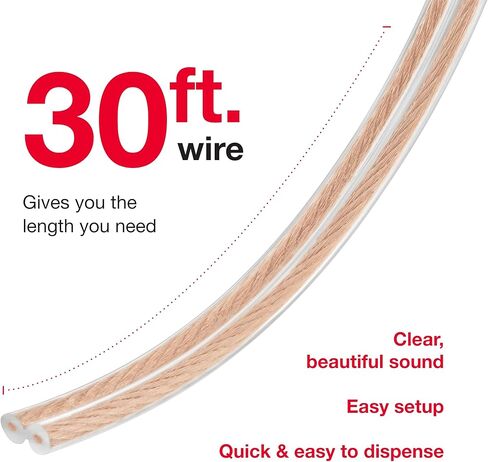 Rocketfish 16 Gauge Pure Copper Speaker Wire - Clear Copper Wire for Speaker System - Heavy-Duty Speaker Wire to Deliver Sounds - Stereo Wire for Home Sound System - 50' in Kuwait